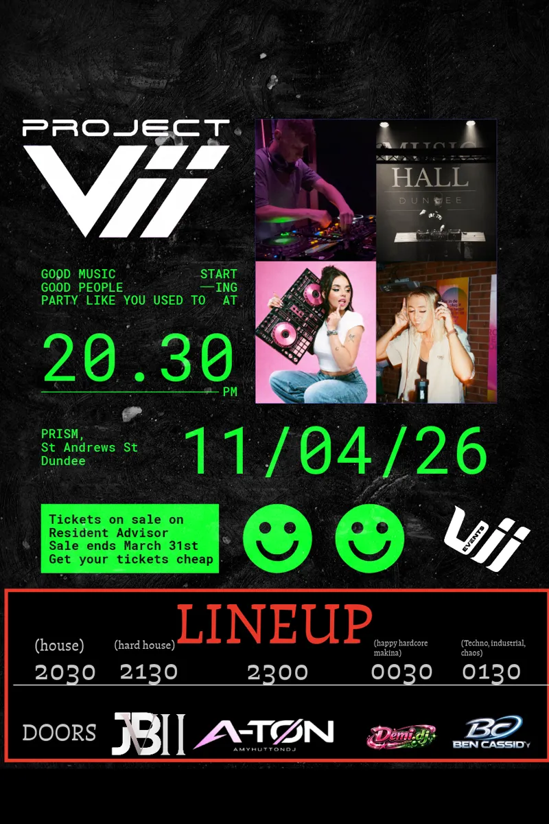 Project VII lineup poster, Prism Dundee